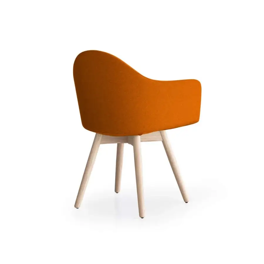 Superior Lapalma Edit armchair upholstered in saturated orange fabric with a satin finish solid ash frame