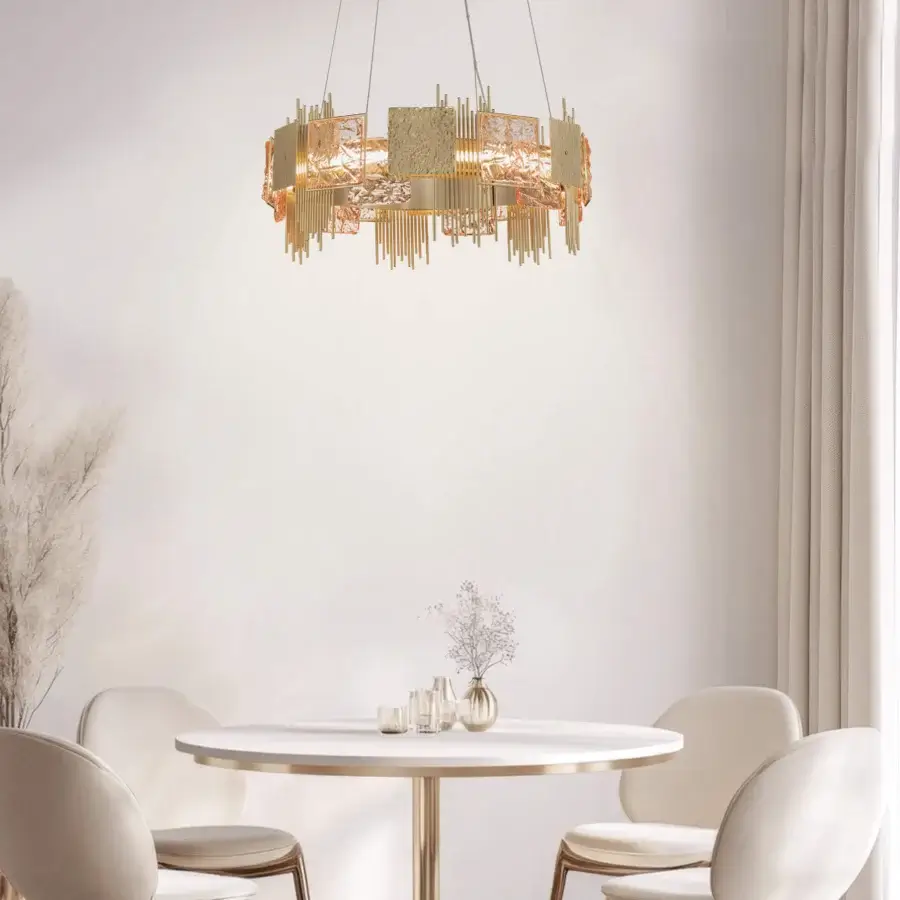 Elegant Euroluce Character suspension lamp crafted in metal with a translucent glass diffuser and warm gold finish