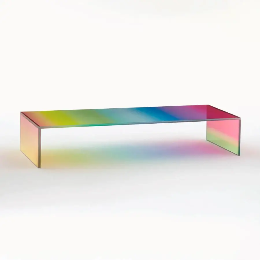 Exceptional Glas Italia Dark Side Of The Moon coffee table in laminated extralight glass with rainbow gradient finish