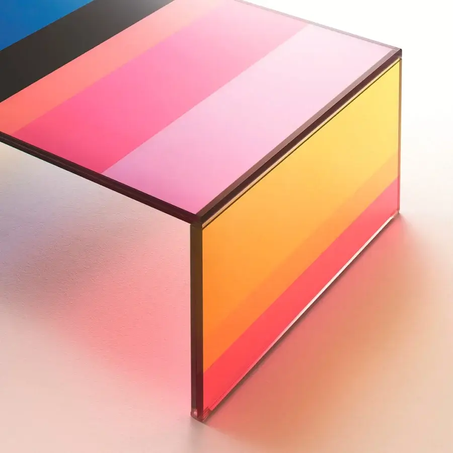 Distinguished Glas Italia Dark Side Of The Moon coffee table crafted in laminated extralight glass with a striking gradient finish
