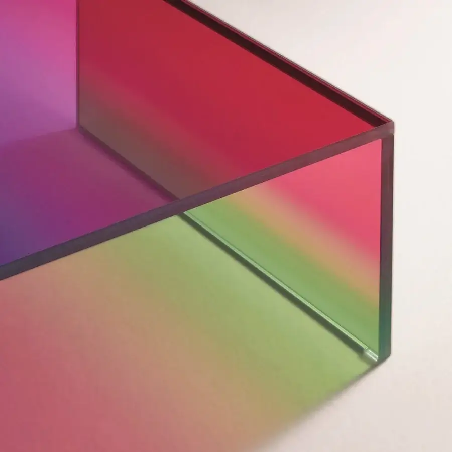 Captivating Glas Italia Dark Side Of The Moon coffee table crafted in laminated extralight glass with multicoloured striped finish