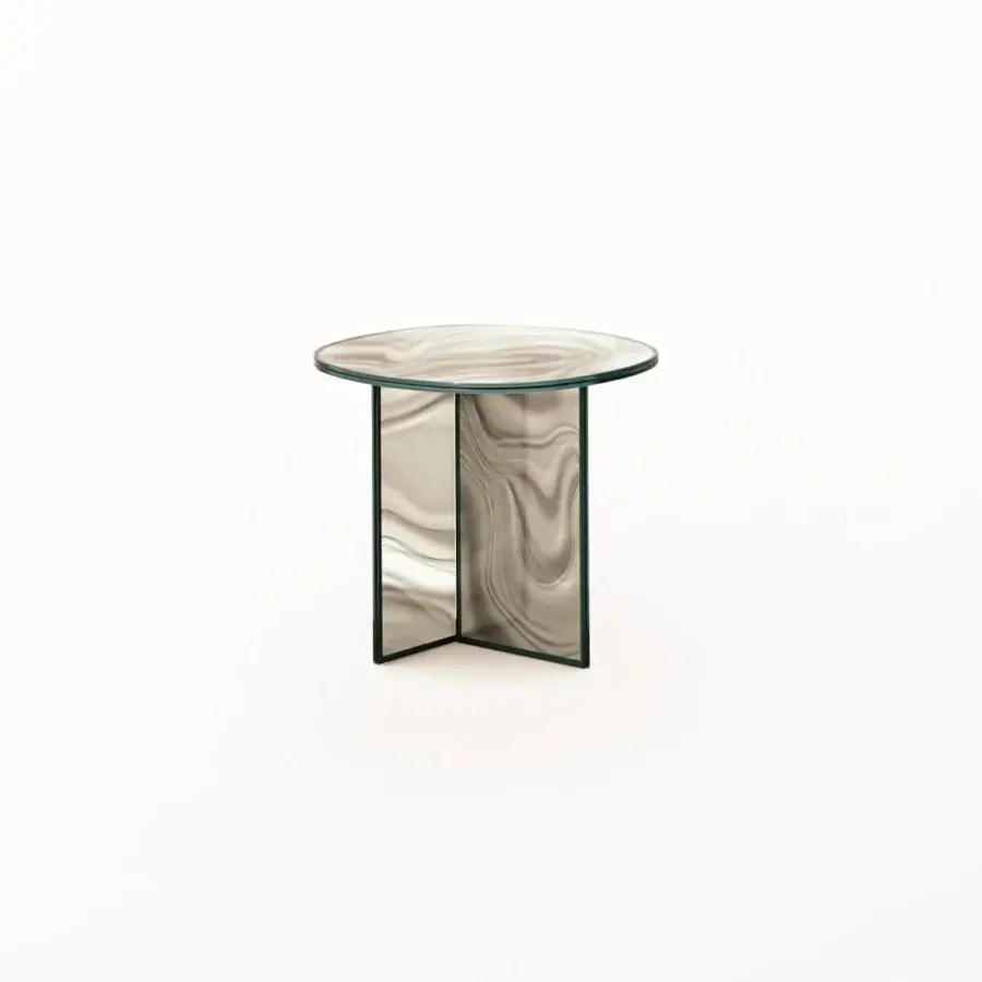 Exclusive Glas Italia Liquefy coffee table crafted in brown and gray veined tempered extralight glass with anthracite grey painted frame