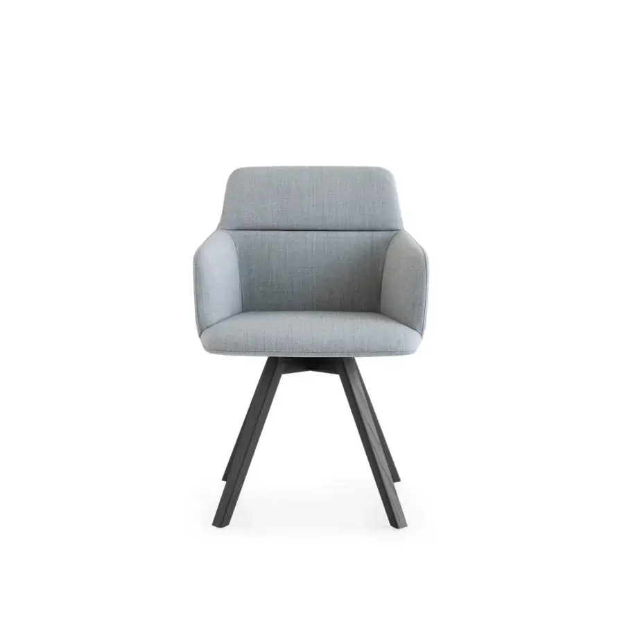 Exceptional Lapalma Foil armchair upholstered in light gray textile with a dark finished solid ash wood base