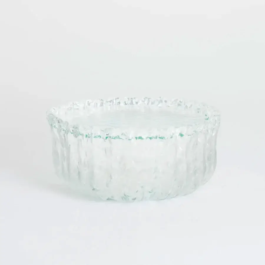 Elegant Glas Italia Fountain Murano table crafted in translucent aqua poured glass with frosted rippled texture