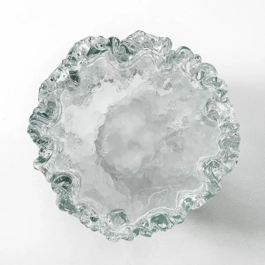 Superior Glas Italia Fountain Murano table sculpted in greenish-blue poured glass with undulating form