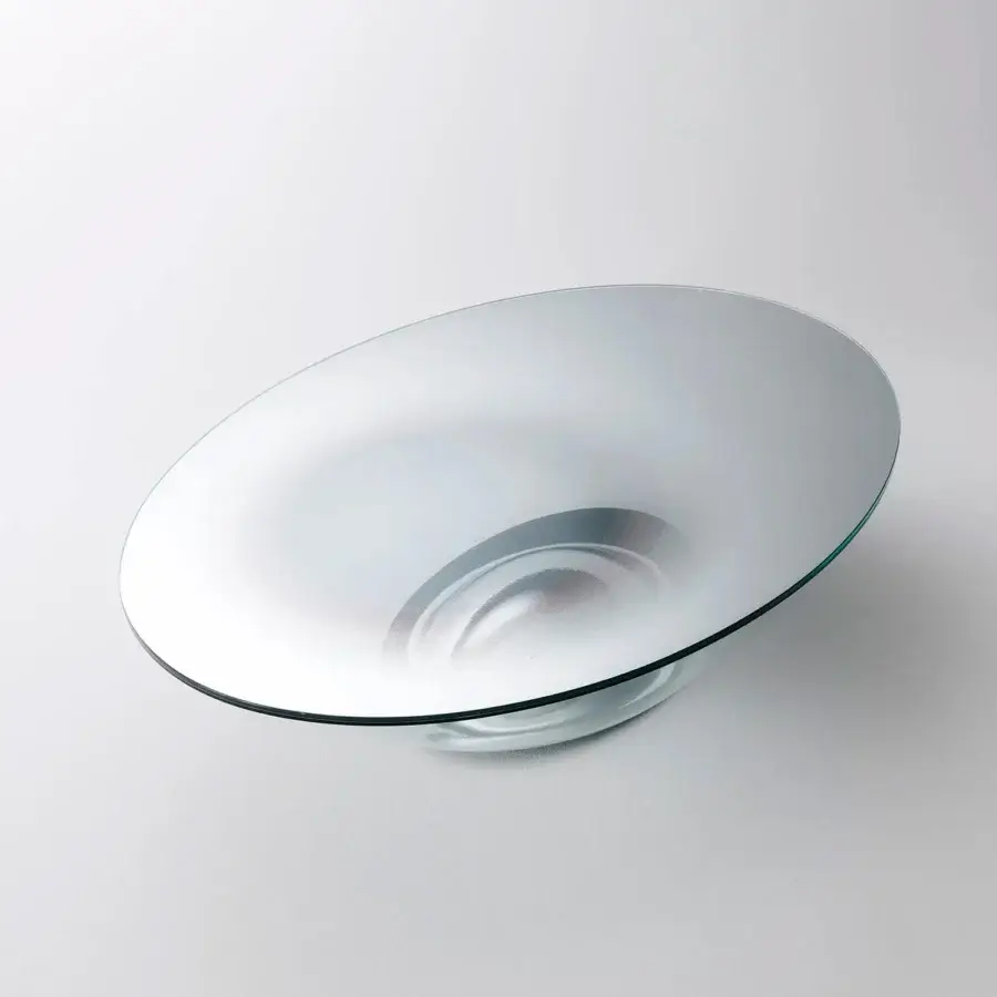 Elegant Glas Italia Nacre table sculpted from transparent extralight glass with a mirrored bottom and refined mirror finish