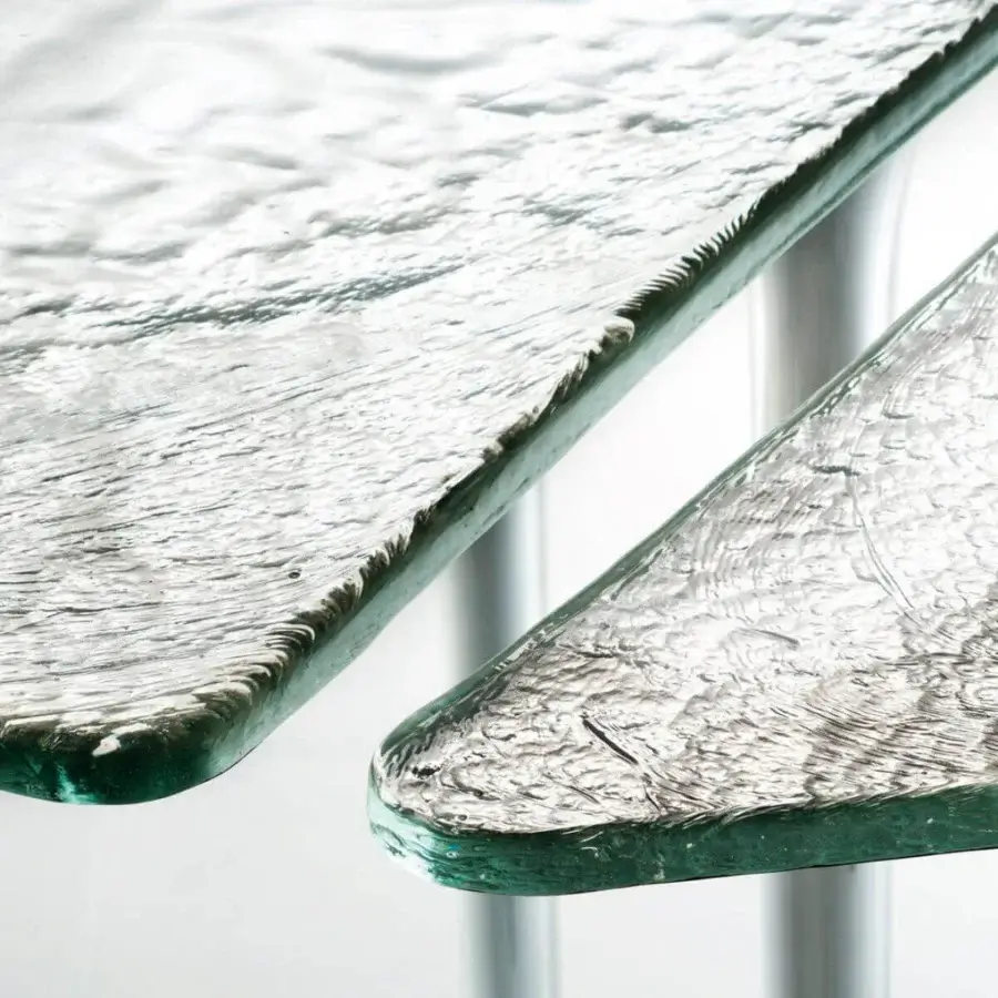 Stunning Glas Italia Specchio di Venere table with poured silvered glass and organically shaped surface in a matte clear finish