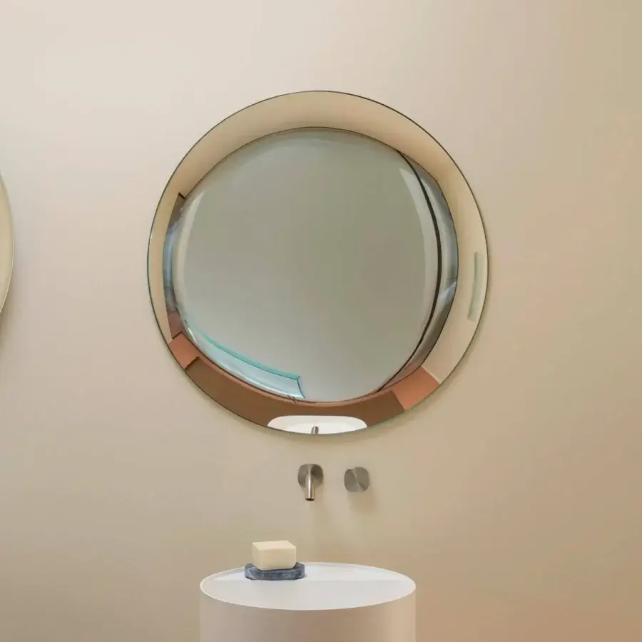 Exceptional Glas Italia Menteur mirror crafted from bronze glass with a silvered finish and captivating layered effect