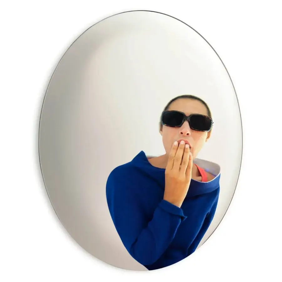 Distinguished Glas Italia Menteur mirror crafted from extra-clear glass with a uniformly white frame and smooth reflective surface