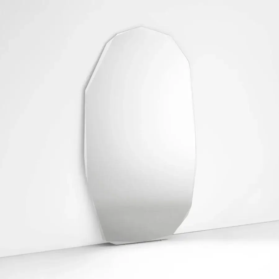 Distinguished Glas Italia Kooh I Noor mirror crafted from highly reflective glass with an irregular polygonal form and faceted perimeter