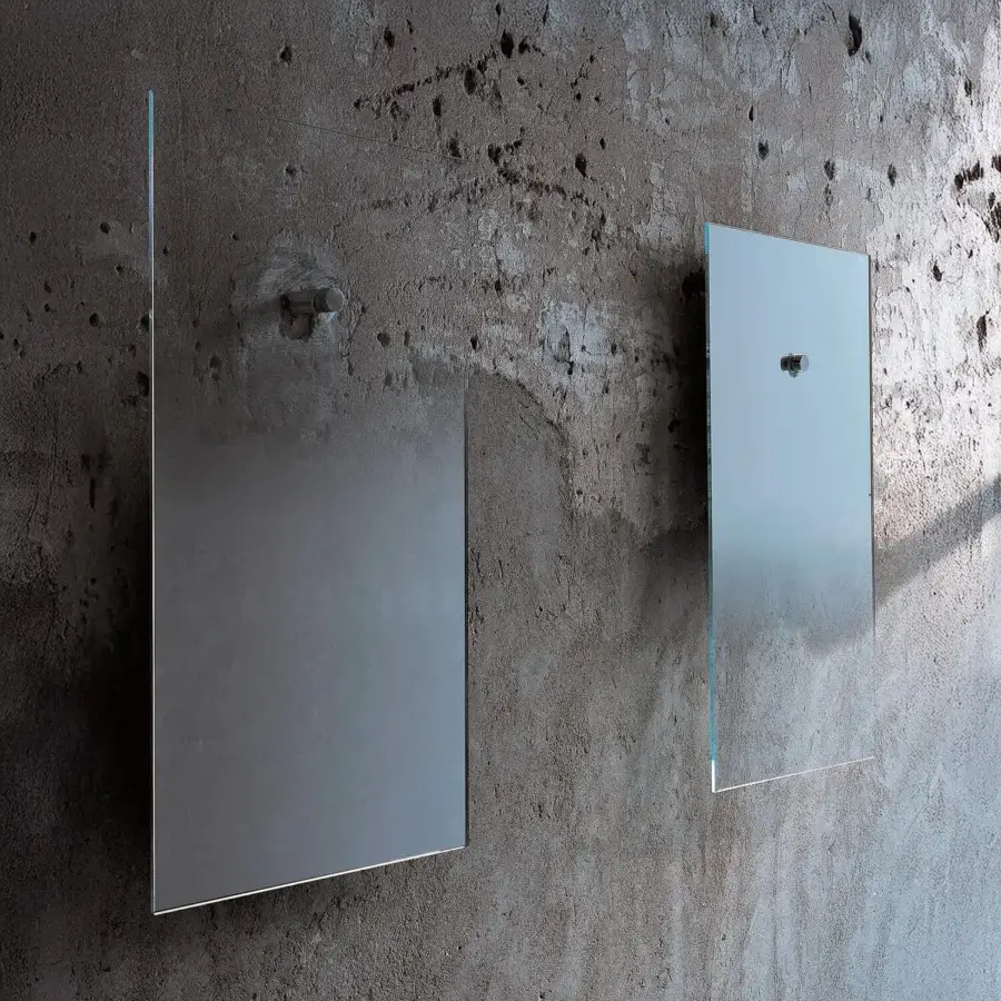 Superior Glas Italia Fiction mirror crafted in extralight glass with degrading shaded silvering and chromium-plated metal mounting