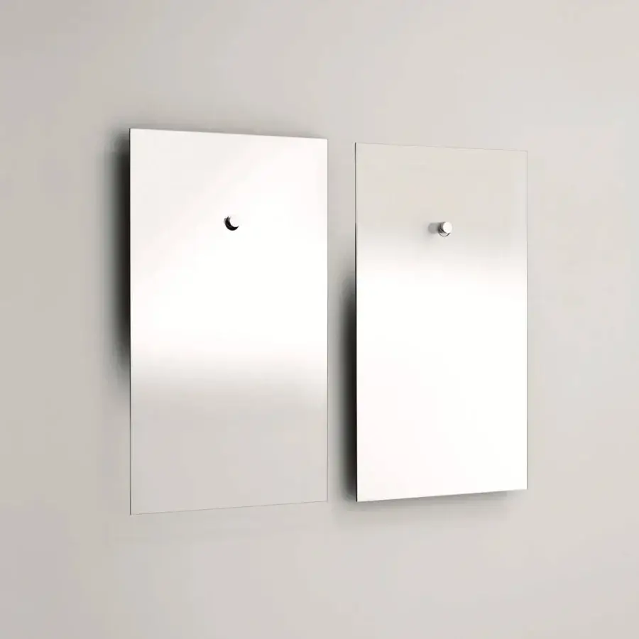 Distinguished Glas Italia Fiction mirror crafted in extralight glass with degrading shaded silvering and polished chromium plating
