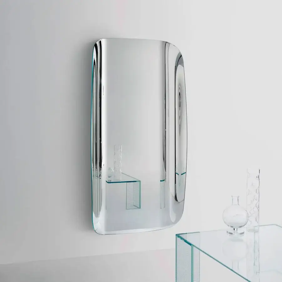 Exceptional Glas Italia Marlene mirror crafted in 6mm extralight glass with a high gloss silvered surface and recessed detailing