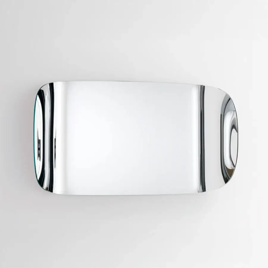 Distinguished Glas Italia Marlene mirror crafted from bent extralight glass with a high gloss silvered finish