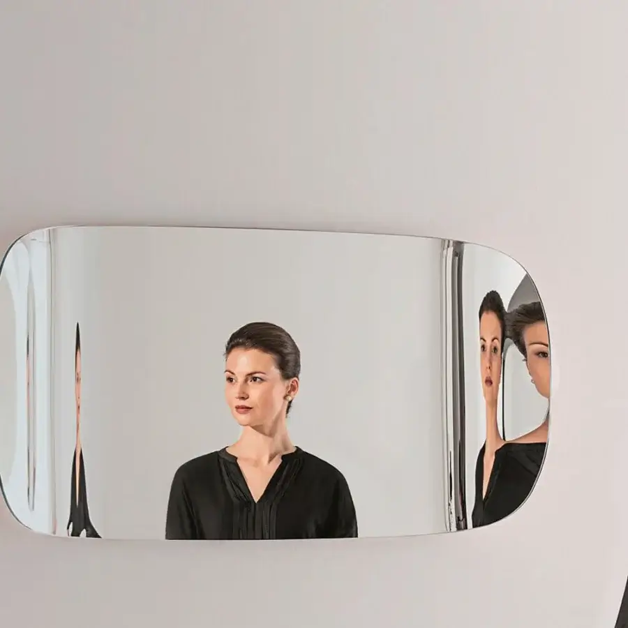 Captivating Glas Italia Marlene mirror crafted from bent extralight glass with silvered high gloss finish and darkened edges