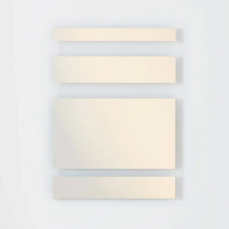 Exceptional Glas Italia Andromeda mirror crafted from glass with horizontally arranged panels in a creamy off-white finish