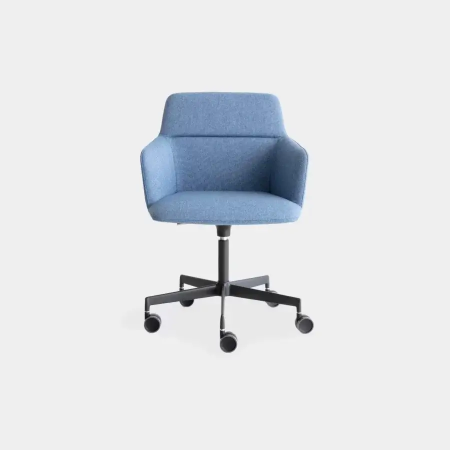 Exceptional Lapalma Foil office armchair upholstered in textured blue textile with a powder-coated aluminum swivel base