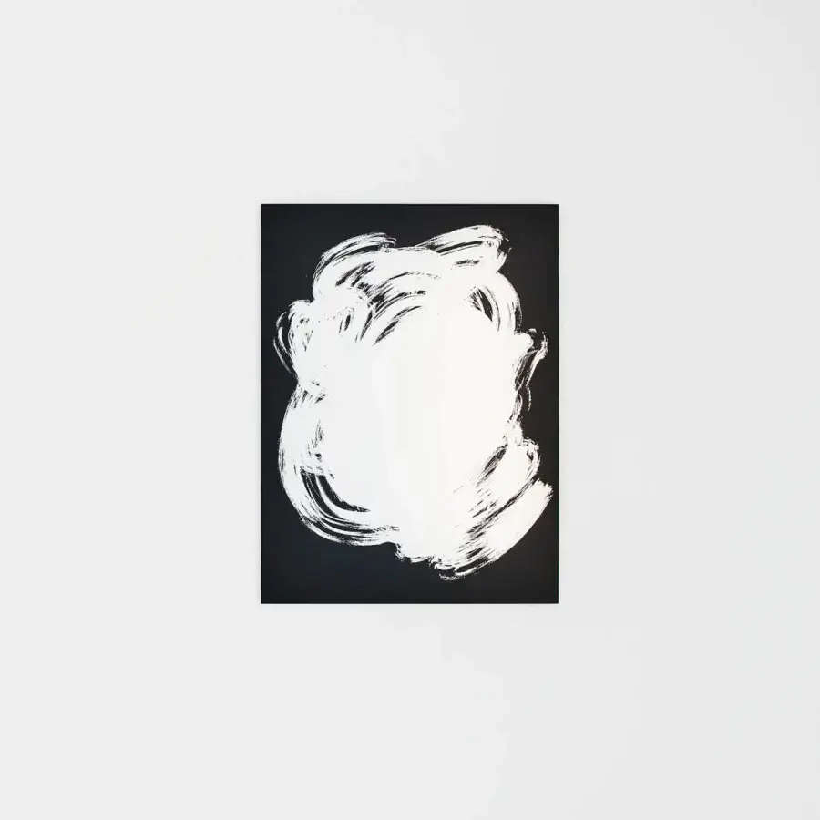 Exceptional Glas Italia Scribble mirror crafted from extralight glass with white hand-drawn effect against black finish