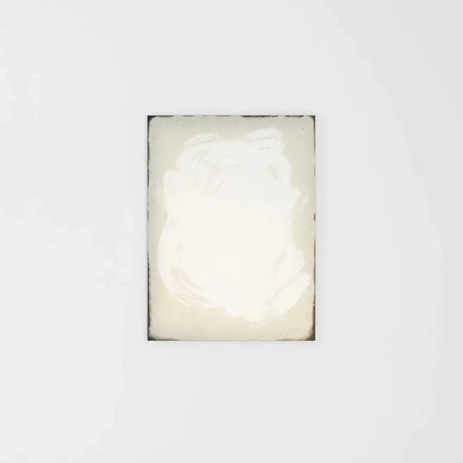Distinguished Glas Italia Scribble mirror crafted from extralight glass with a white hand-drawn effect against a neutral black background