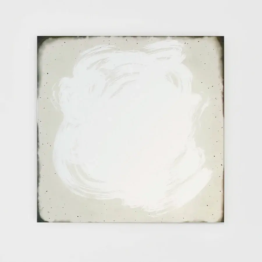 Distinguished Glas Italia Scribble mirror crafted from extralight glass with a sketched white mirrored area against a neutral black background