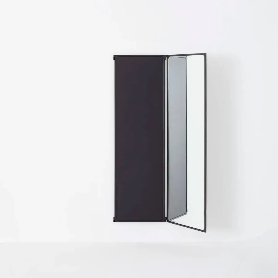 Superior Glas Italia Como mirror crafted in shiny-polished untreated solid brass with a hinged folding design and matte finish