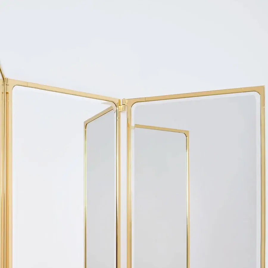 Distinguished Glas Italia Como mirror crafted in shiny-polished untreated solid brass with rotating panels and matt lacquered glass rear