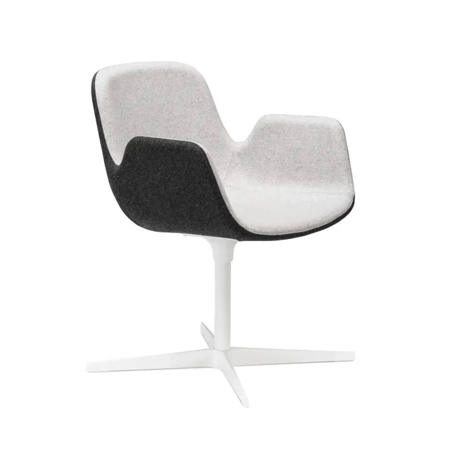 Exceptional Lapalma Pass armchair in two-tone gray textile with a swiveling white base crafted in Italy