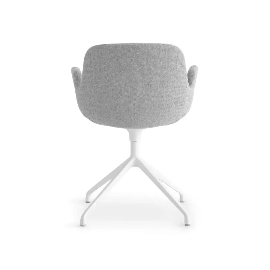 Sophisticated Lapalma Pass armchair with fluid form and inviting light gray textile upholstery in a white matte finish