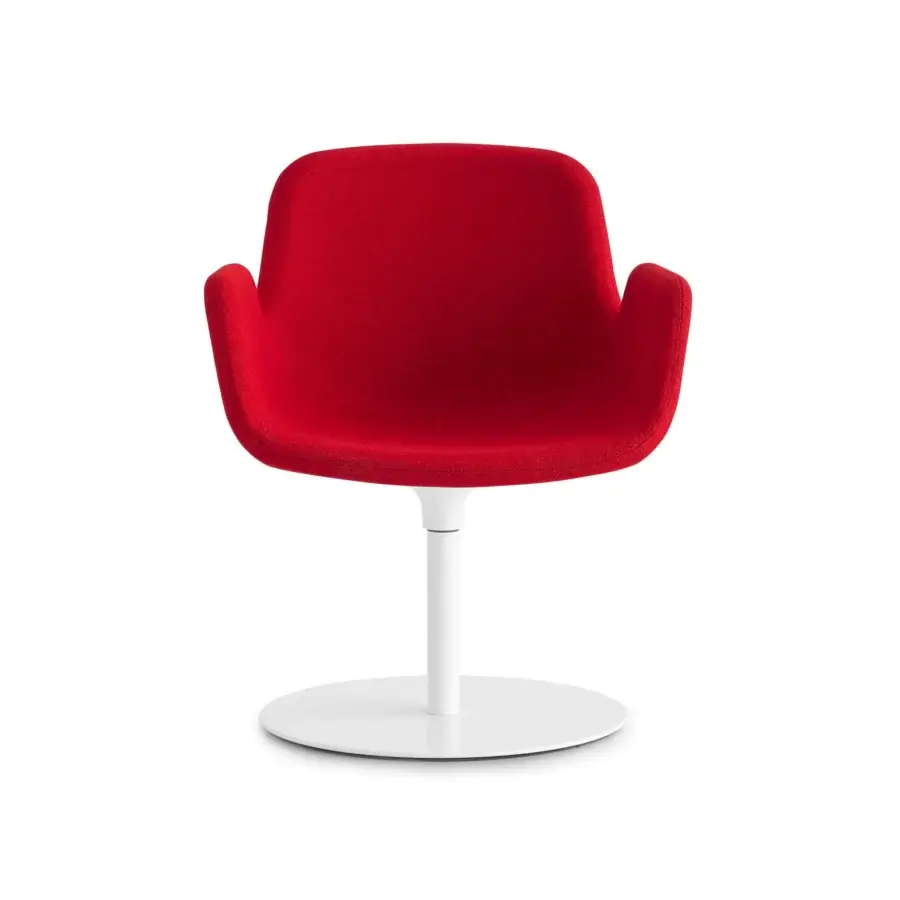 Innovative Lapalma Pass armchair in vibrant red fully upholstered textile with a white swive base