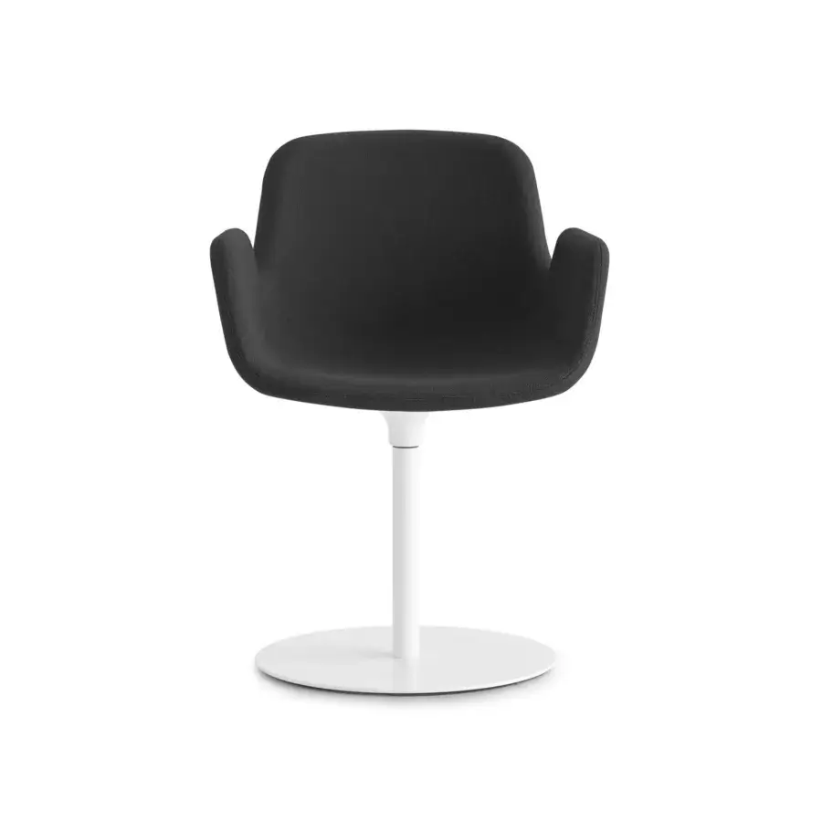 Superior Lapalma Pass armchair in dark gray textile upholstery with a white swive base crafted in Italy