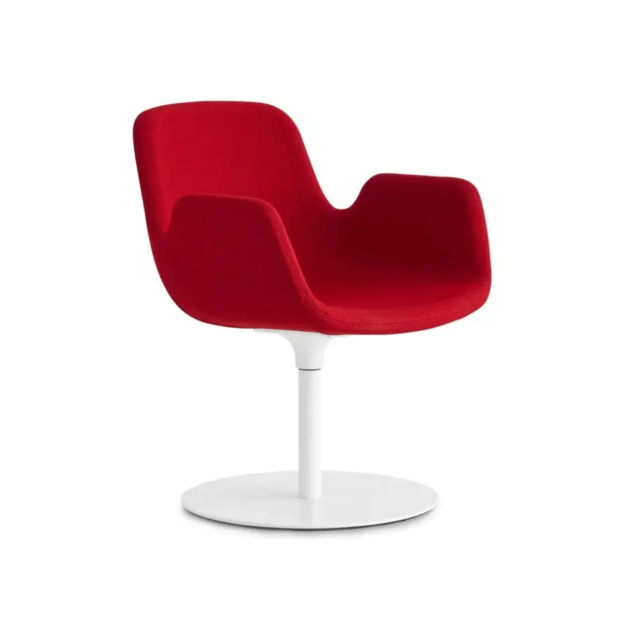 Distinguished Lapalma Pass armchair in vibrant red woven textile upholstery with a matte white base crafted in Italy