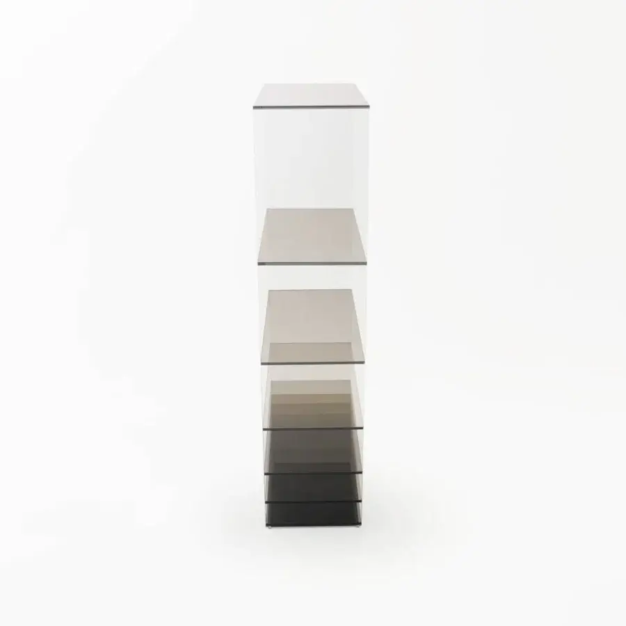 Captivating Glas Italia Deep Sea bookcase built in laminated transparent extralight glass with gradient coloring and glossy finish