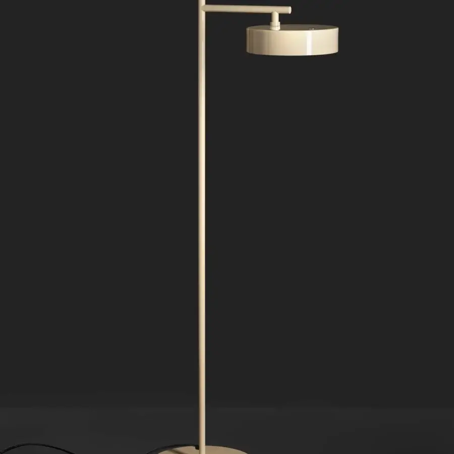 Superior Oluce Berlin-Out floor lamp in muted beige with a metal frame and satin finish
