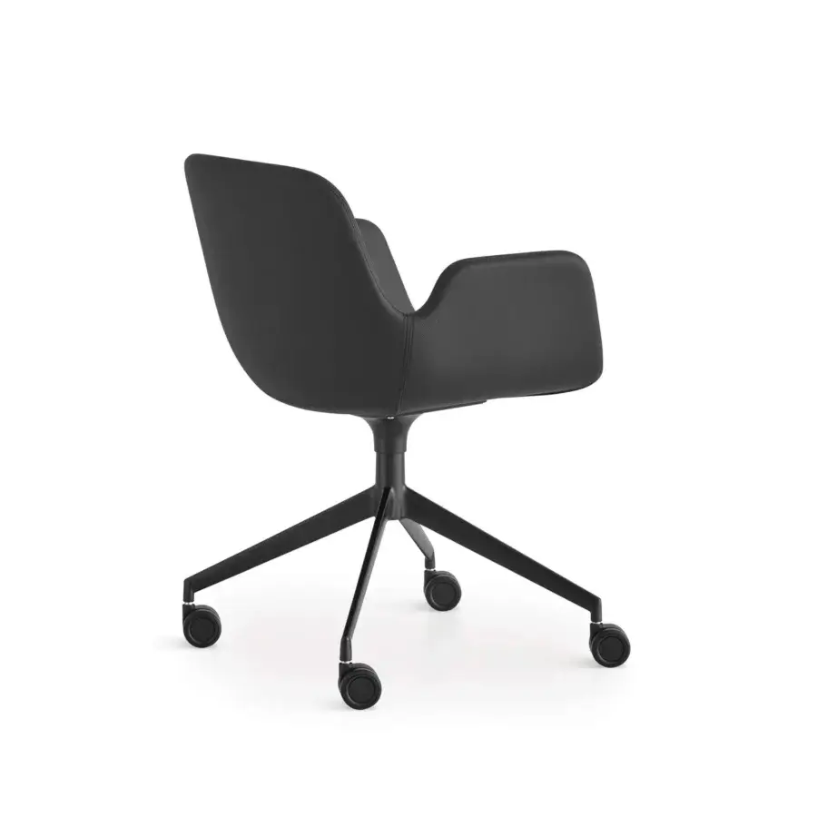 Distinguished Lapalma Pass Office armchair with dark gray fabric upholstery and black sandblasted aluminium pyramidal base