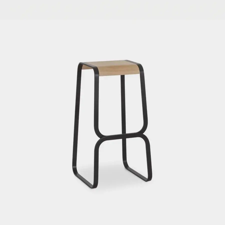 Exceptional Lapalma Continuum stool crafted with sculpted bent metal and a smooth natural wood seat in matte tones