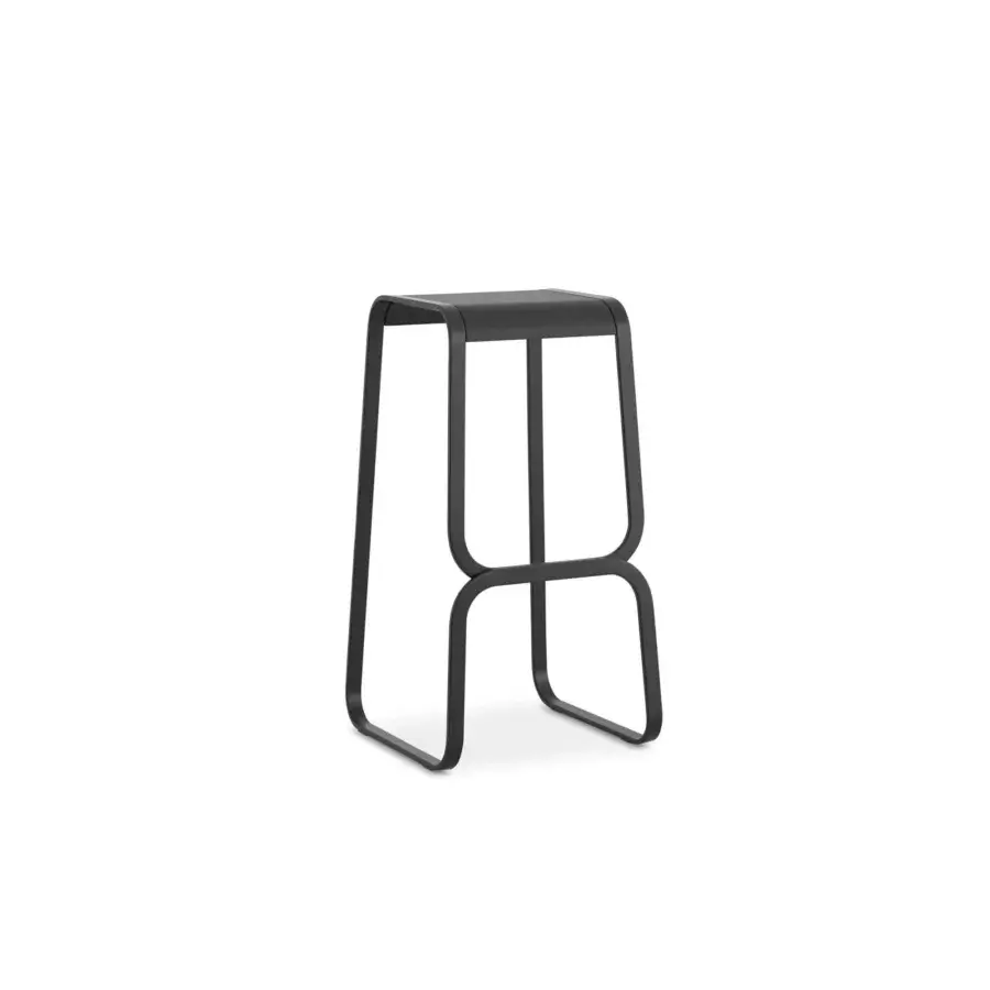 Superior Lapalma Continuum stool crafted in bent metal with a matte dark gray finish and looped frame
