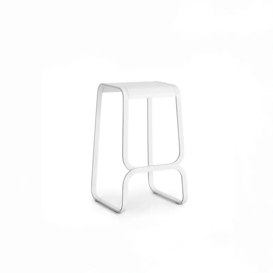 Exceptional Lapalma Continuum stool in white with a sculpted bent metal frame and smooth matte finish