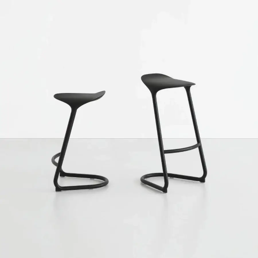 Superior Lapalma Cross stool in dark gray recyclable metal and polyurethane with a matte finish