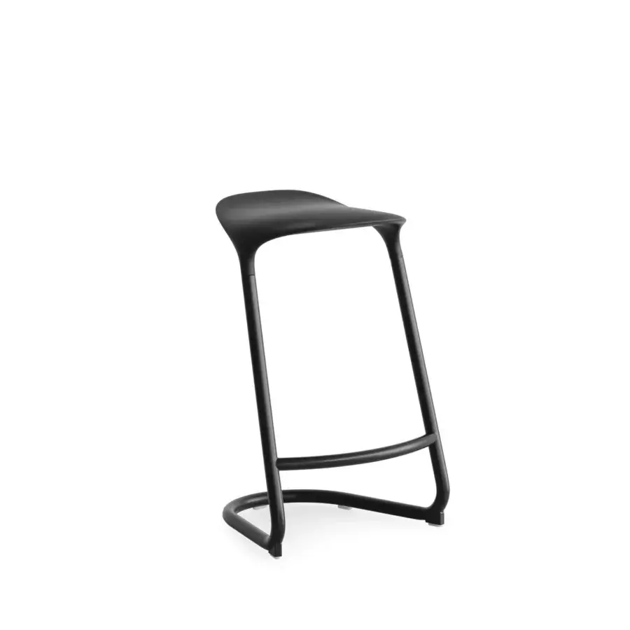 Elegant Lapalma Cross stool crafted in dark gray recyclable metal and polyurethane with a smooth matte finish