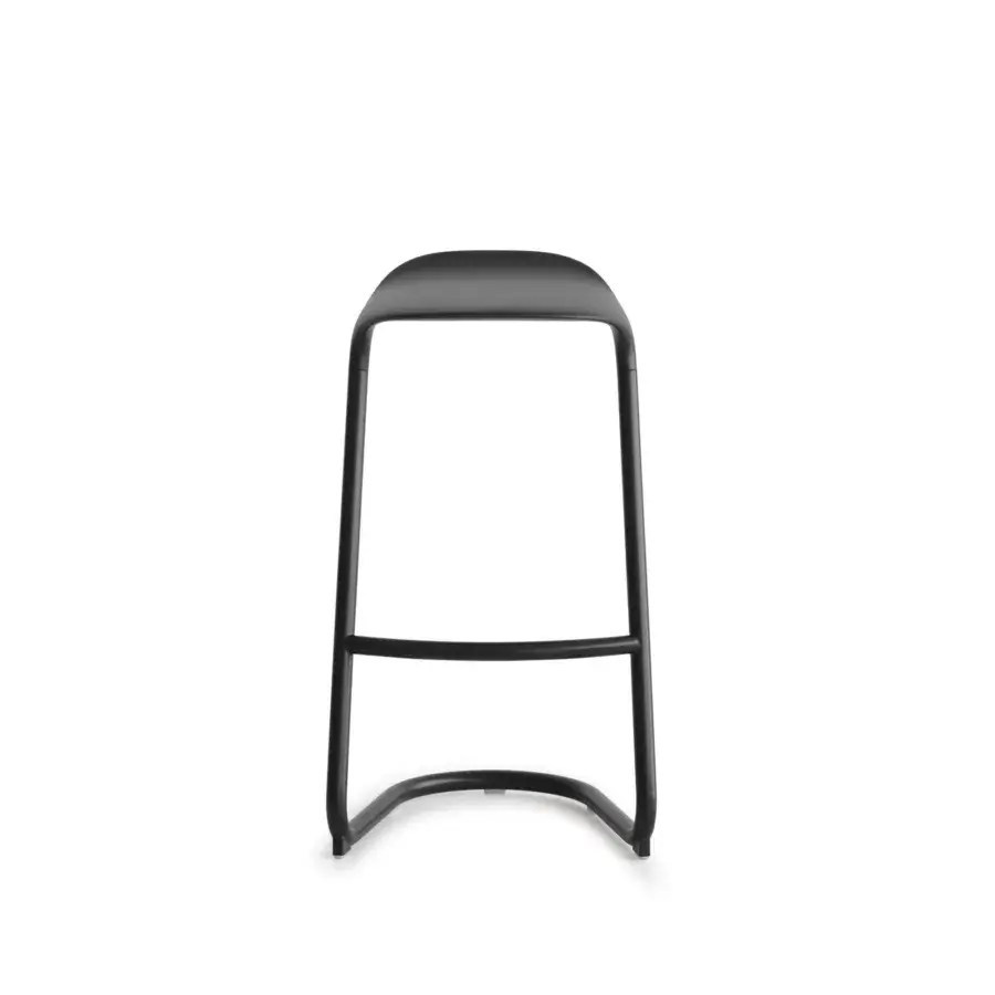 Superior Lapalma Cross stool crafted in dark gray recyclable metal and polyurethane with a smooth matte finish
