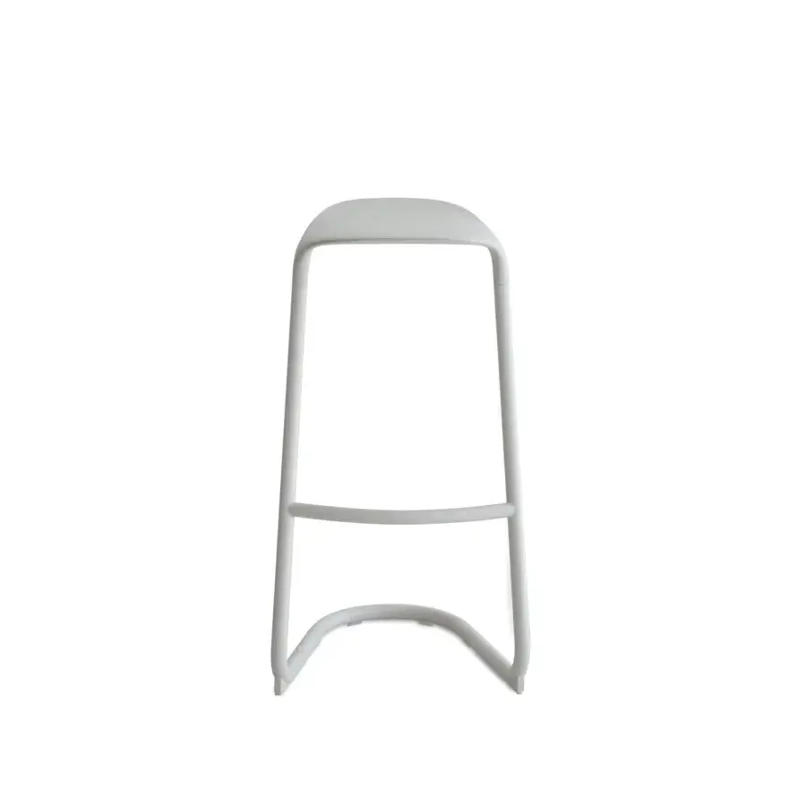 Distinguished Lapalma Cross stool built in recyclable metal and polyurethane with smooth matte white finish