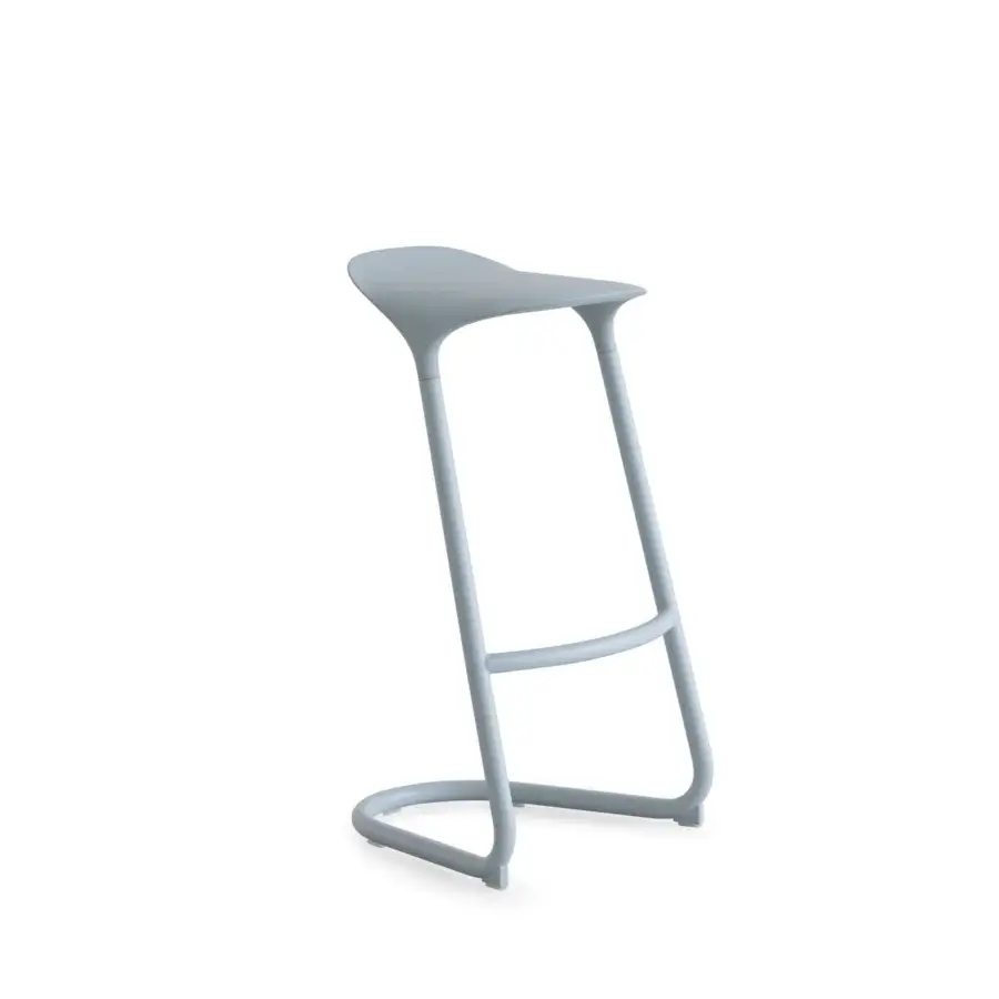 Exceptional Lapalma Cross stool constructed in light blue-grey recyclable metal and polyurethane with matte finish