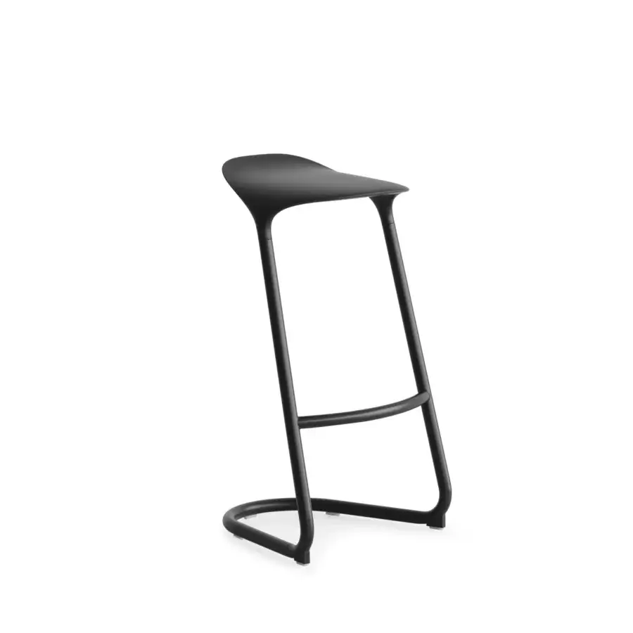 Distinguished Lapalma Cross stool in dark gray recyclable metal and polyurethane with sleek curved silhouette