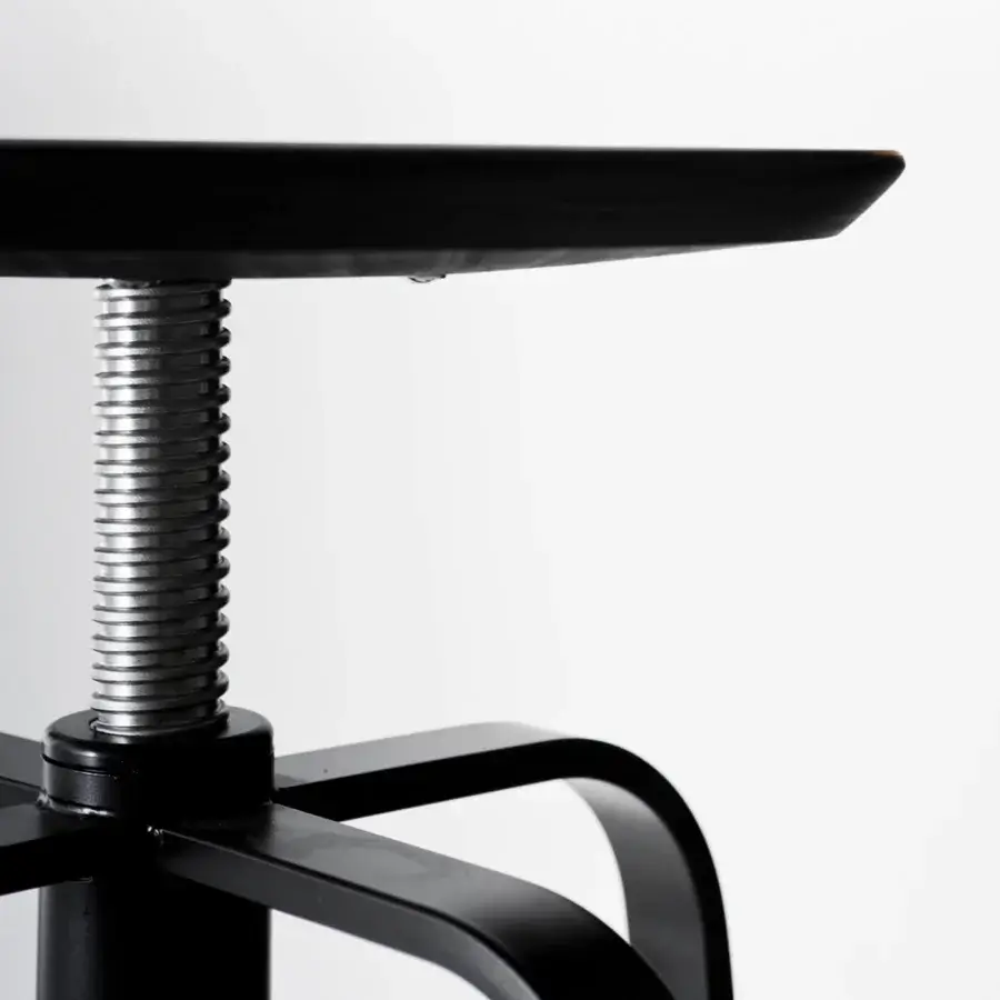 Superior Lapalma Giro stool built with dark matte seat, silver threaded rod and durable black metal base