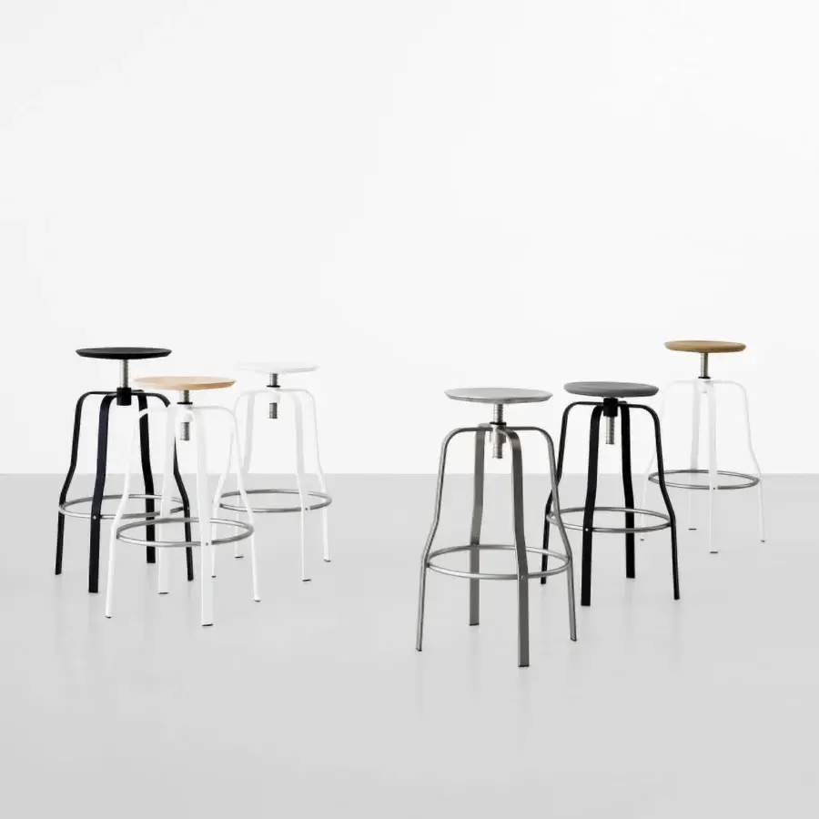 Distinguished Lapalma Giro stool crafted in metal with a sleek black silhouette and adjustable height