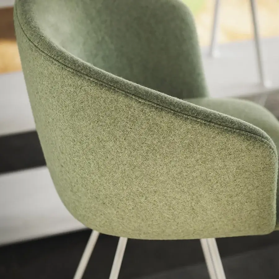 Exceptional Lapalma Glove stool in muted olive green textured textile with angled metal base