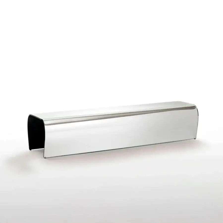 Exceptional Glas Italia Bent bench crafted from a single sheet of transparent extralight glass with a curved silver metal frame