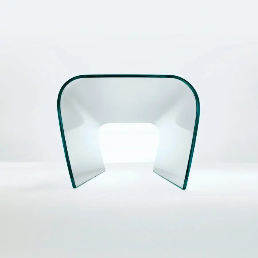 Distinguished Glas Italia Bent ottoman crafted from a single sheet of transparent extralight glass with a curved silhouette