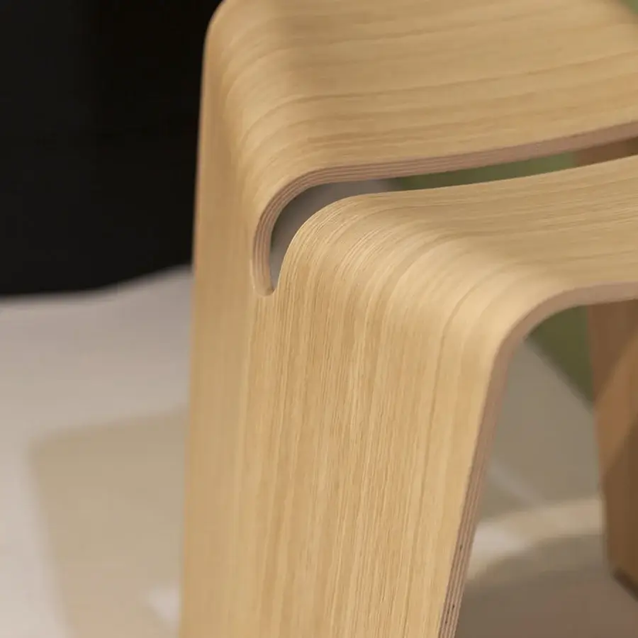 Distinguished Lapalma Kami stool crafted from layered plywood with satin finish in a natural beige tone