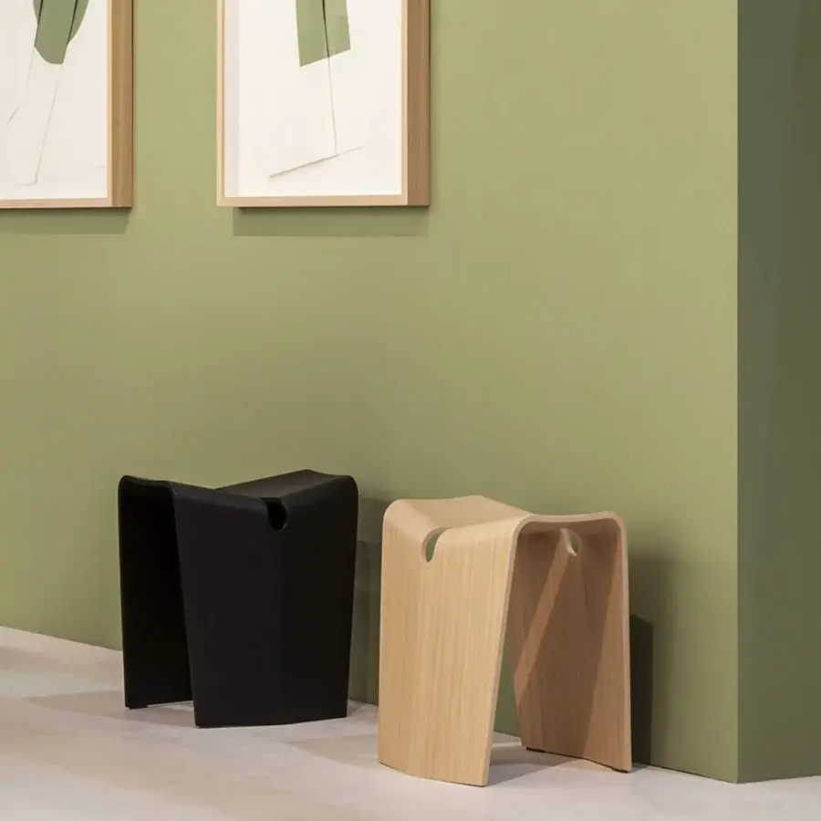 Superior Lapalma Kami stool crafted from bent plywood with satin finish revealing natural wood grain